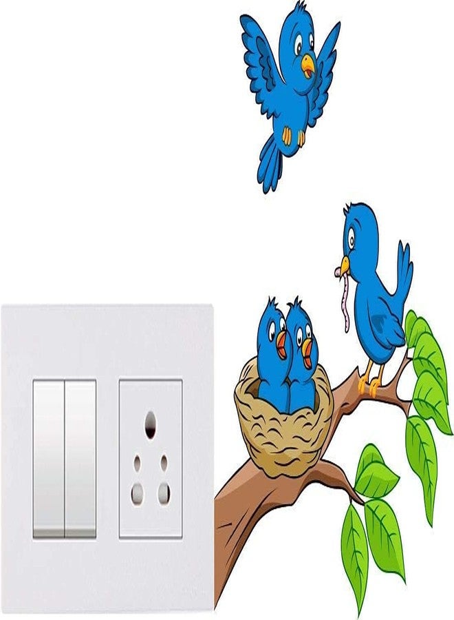 RNG ملصق حائط ثلاثي الأبعاد من الفينيل PVC من RNG، ذاتي اللصق، بألوان زاهية، على شكل عصافير، لتزيين لوحات مفاتيح منزلك (متعدد الألوان) - Image 2